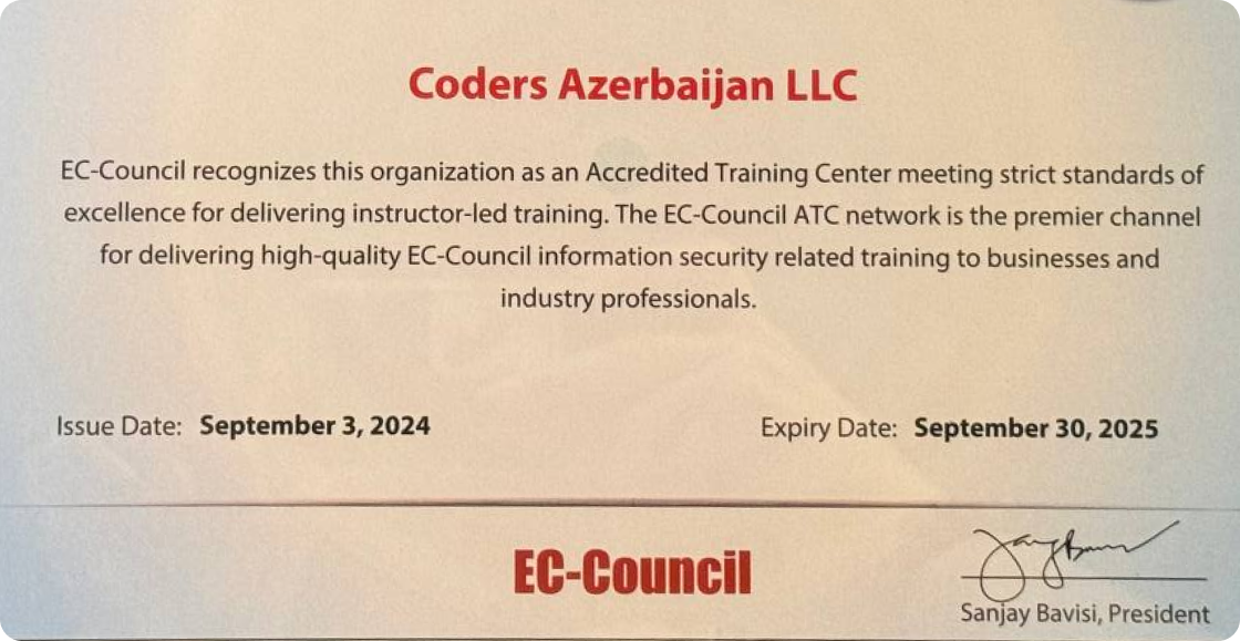 Coders EC-Council Akkreditasiyası ilə Kibertəhlükəsizlikdə yeni era